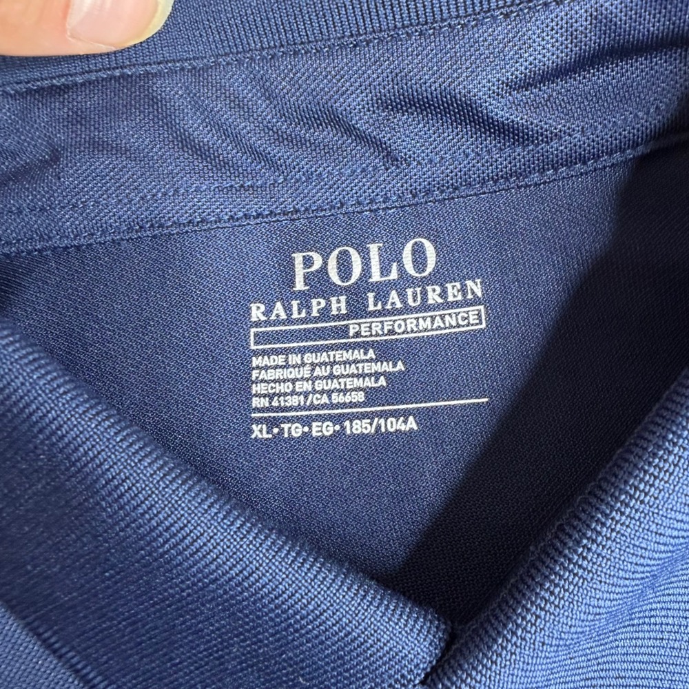 Polo Ralph Lauren Performance Mens XL Navy Blue Short Sleeve Polo Shirt Red Pony - Picture 3 of 6